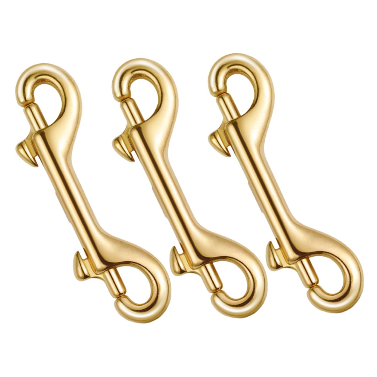 Gogogmee Sturdy Brass Double Snap Hooks 3 Pack -Weather Performance Enhance Security for Dog Collars Luggage Straps