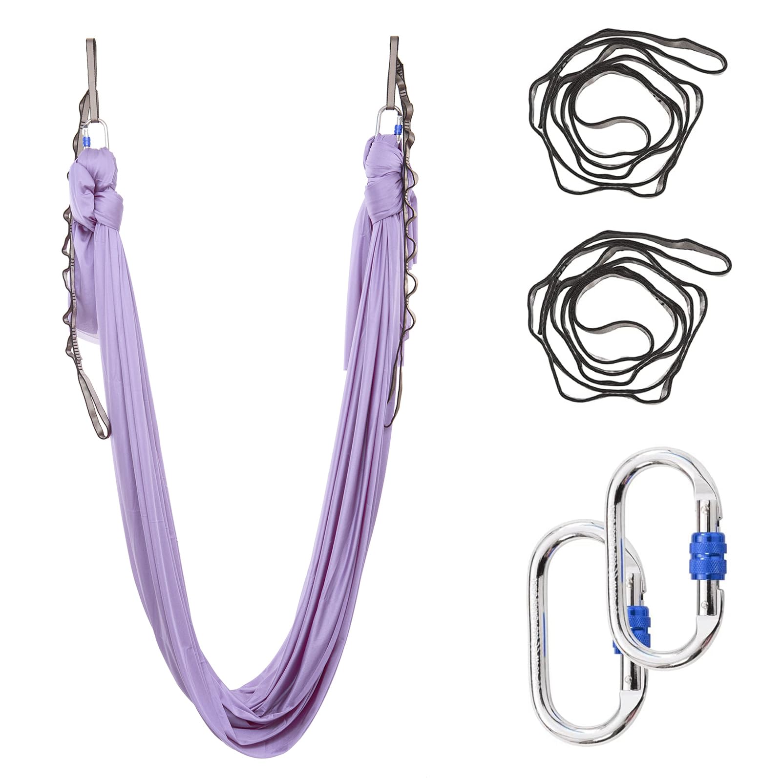 SKYPHAROS 5.5 Yards Aerial Silks Yoga Swing Set - Aerial Yoga Hammock Kit Anti-Gravity Flying for Fitness, Low/Non Stretch Nylon Tricot Fabric Hardware Included for Dance