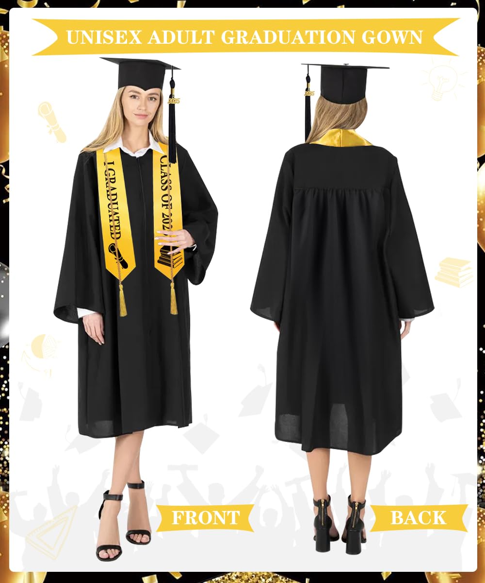 Juego de Toga y Birrete Graduación 2026 para Adultos, Toga y Gorra de Graduación Unisex con Borla y Banda, Toga Graduación para Universidad, Bachillerato y Escuela Secundaria