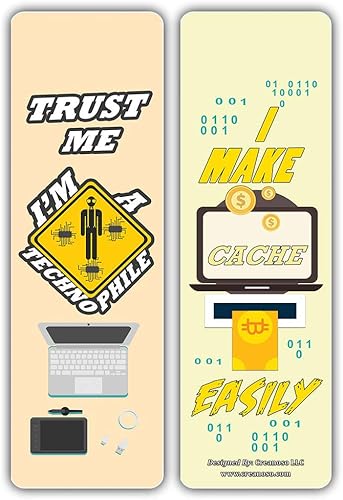 Miniatura 7 de Creanoso Funny Techie - Marcapáginas (12 unidades)  Marcadores de regalo premium para geeks, nerds, amantes de la tecnología  rellenos de calcetines