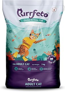 Purrfeto Adult Dry Cat Food | Chicken & Ocean Fish | 7 kg | 40% Reduction in Urinary Track Diseases |Anti Hairball Formula... Price In India
