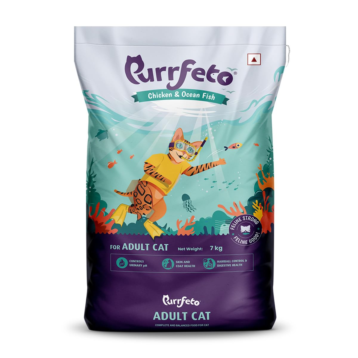 Purrfeto Adult Dry Cat Food | Chicken & Ocean Fish | 7 kg | 40% Reduction in Urinary Track Diseases |Anti Hairball Formula...