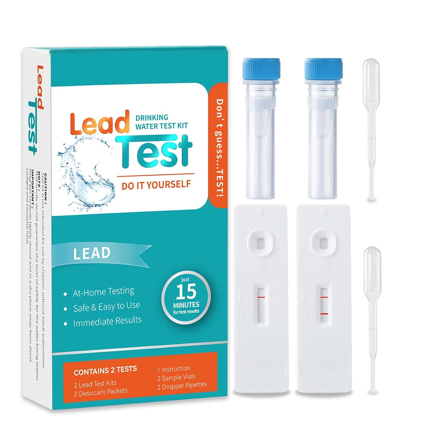 AAWipes Lead Water Testing Kit (2-Pack) – Rapid 15 Minutes Results Home Lead Tester for City Water & Well & Drinking Water | Convenient DIY Testing, Quick Results (K04-2)