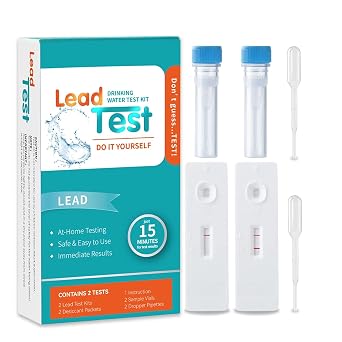 AAWipes Lead Water Testing Kit (2-Pack) Rapid 15 Minutes Results Home Lead Tester for City Water & Well & Drinking Water | Convenient DIY Testing, Quick Results (K04-2)