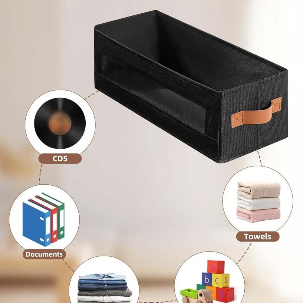 Guardar CDs con Ventana Frontal, Contenedor Apilable para 148 Joy Cases, Funda Oxford y Plegable Negra