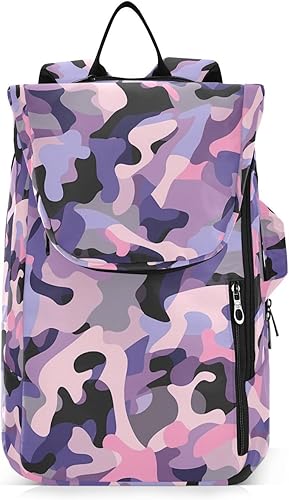 Unisex Tennis Bag Cute Sturdy Camouflage Purple Pink Gym Bags Travel Backpack for Women, Men, Teenagers bolsa para raqueta de tennis