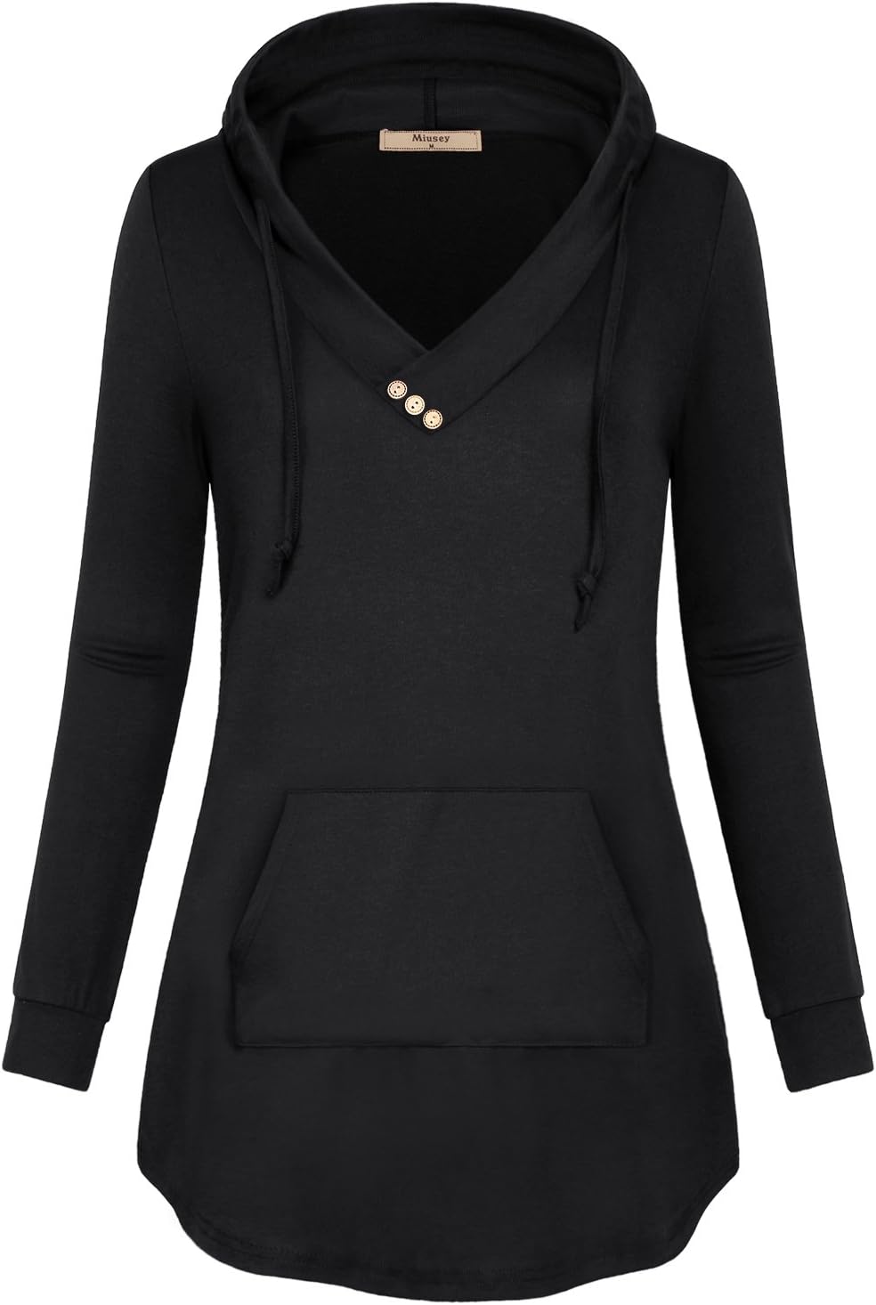 MiuseyWomens Cowl Neck Long Sleeve Pullover Tunic Sweatshirts with Pocket