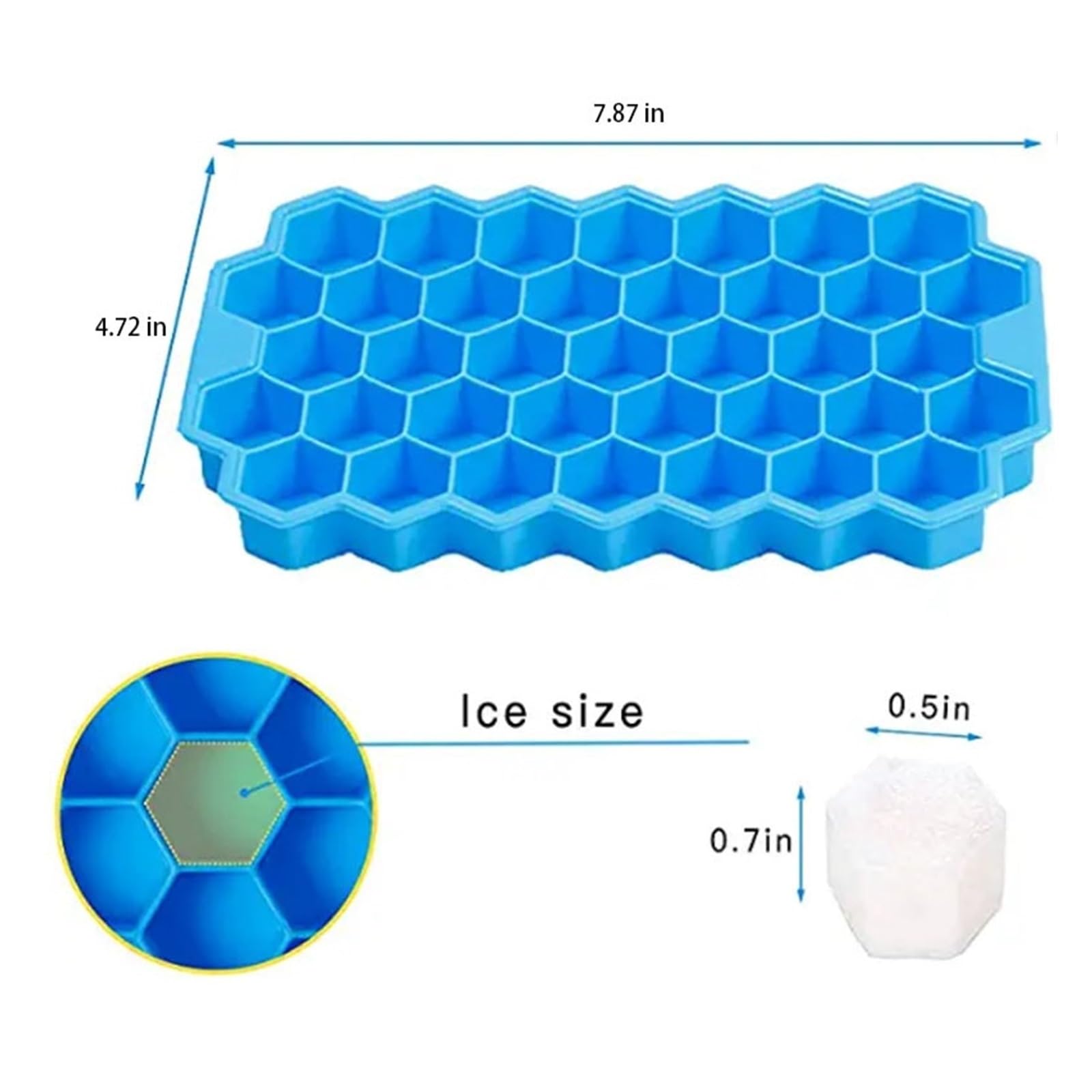 Ice Cube Tray 37 Cavity Honeycomb Creative Maker Bandejas Reutilizables Molde de Silicona Molde de Hielo sin BPA con Tapas extraíbles (Color : GreenWithCover)