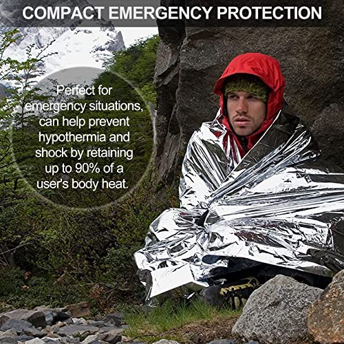 Searqing Emergency Mylar Thermal Blankets Space Blanket(50 Pack)-Camping Blanket Designed For Outdoors, Hiking, Survival, Marathons, Retain Body Heat(Silver Color) #TOP5