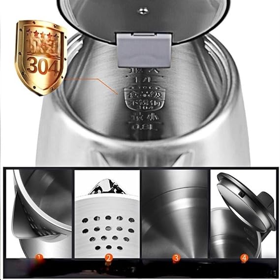 Electric Pot Stainless Steel Samover Kitchen Kettle Portable 1.7L Heating Teapot Water Boiler Kitchen Appliances