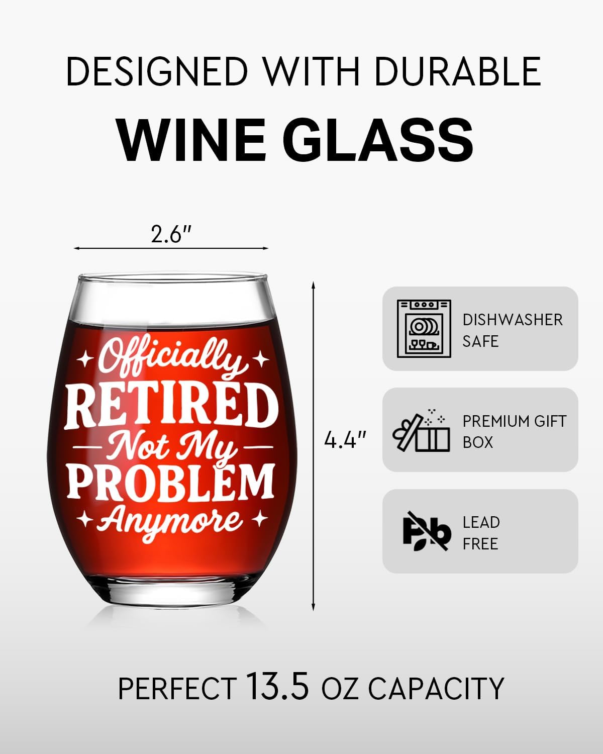 Cute Retirement Gifts for Women Men,Friends,Sister,Mom,Coworker,Employee,Nurses,Teachers,Boss,Officially Retired Not My Problem Anymore Stemless Wine Glass,2026 Idea Retired Party Decor -107 - Image 2