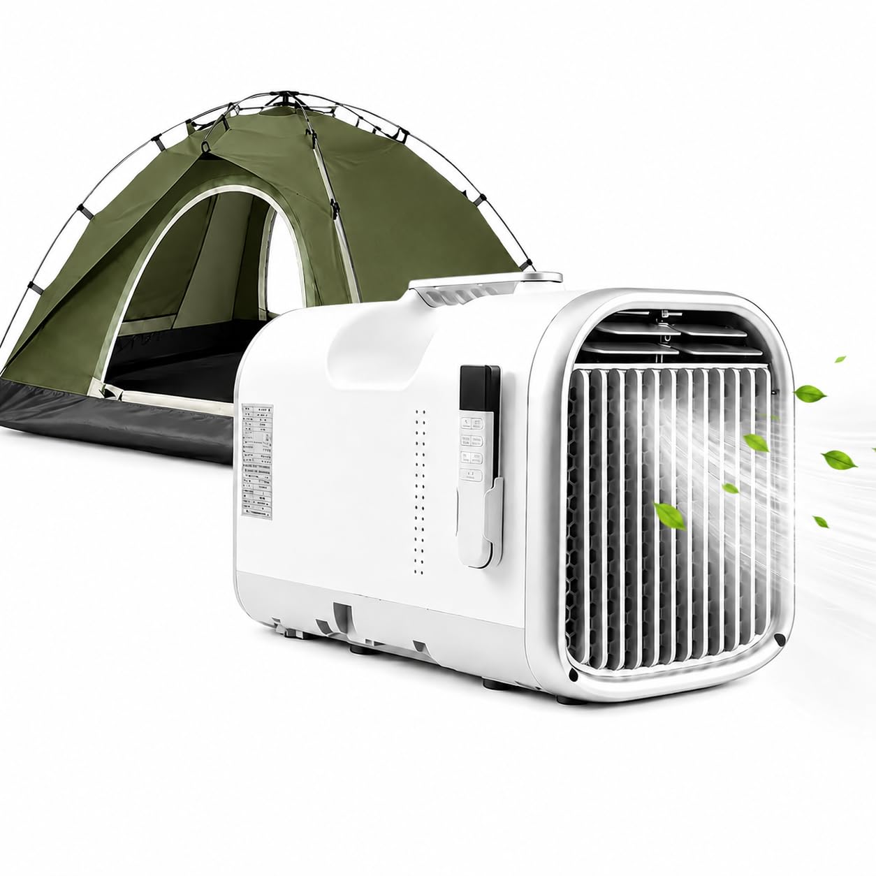 KPOUYYDS Portable Tent Air Conditioner, Small AC 5100 BTU Fast Cooling 110/220V 400W Low Draw 4-in-1 42dB Quiet Auto-Evaporation 12H Timer Remote Control for Camping RV Truck Van Car V1pro