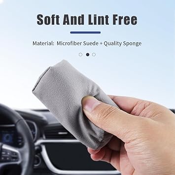 Microfiber Applicator Pad, Car Detailing Suede Sponge Applicator, 6Pcs Coating Sponge Pads for Cars, Ceramic Spray Coating, Applying Wax, Sealants & Other Conditioners-(6pcs)