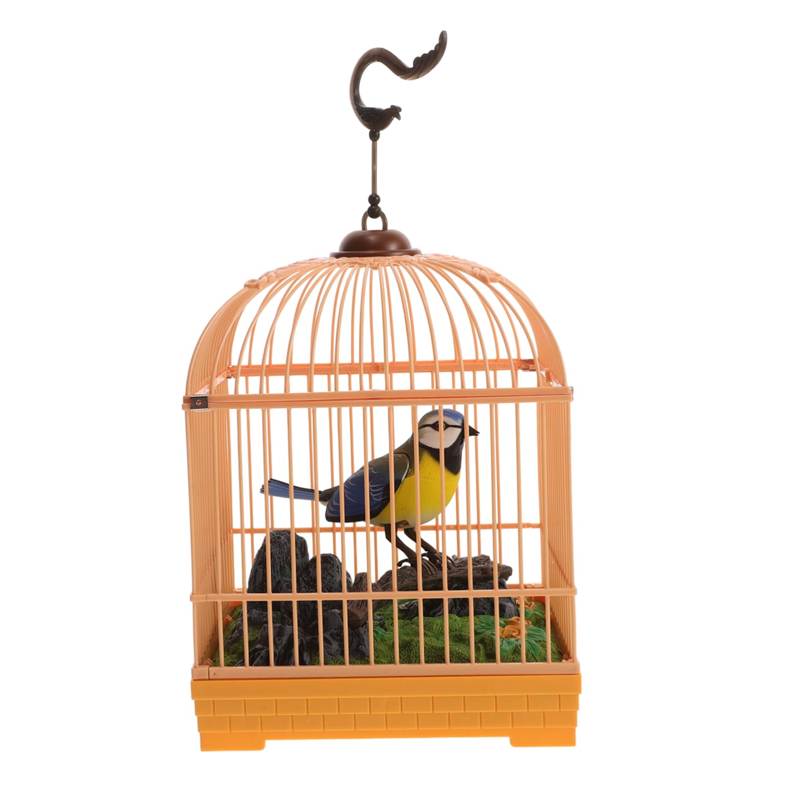 Hemobllo Realistic Sound Activated Bird Chirping Parrot Ornament in Decorative Birdcage Design Engaging Movement Sounds for Home Decor for All Ages