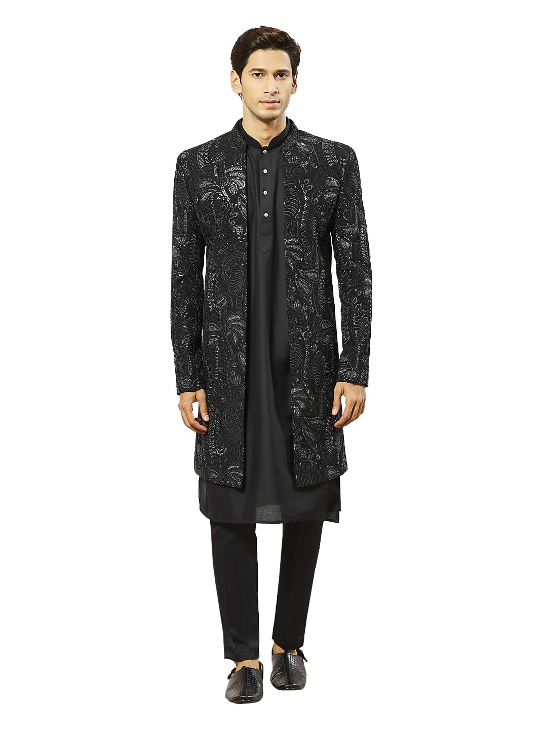 Men's Organza Indo Western, Kurta, Pant Set, Allover Embroidered Sherwani,Kurta And Pyjama Set For Men's, Traditional Indian Wear for Weddings & Festivals