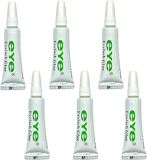 Eyelash Glue, False Eyelash Extension Glue Clear, 6 x 1.5ML Mini False Eyelash Glue Super Strong Hold Eye Lash Glue, Long-Lasting Eyelash Glue Waterproof Formula for Sensitive Eyes