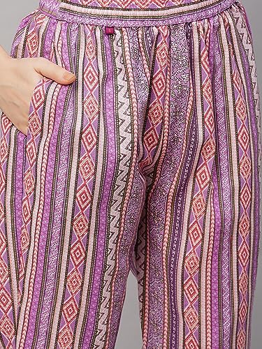 Image of ANNI DESIGNER Women's Cotton Blend Printed Straight Kurta with Pant