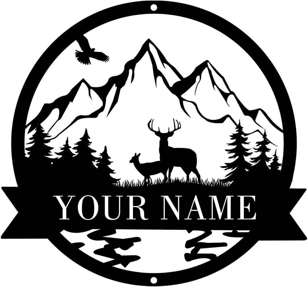 Personalized Hunting Metal Deer Wall Decor Mountain Wall
