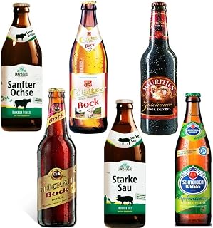Bierset 6 verschiedene Biere aus Deutschland (0,5 Liter 3 Bock Dunkel 2 Bock Hell 1 Weizendoppelbock