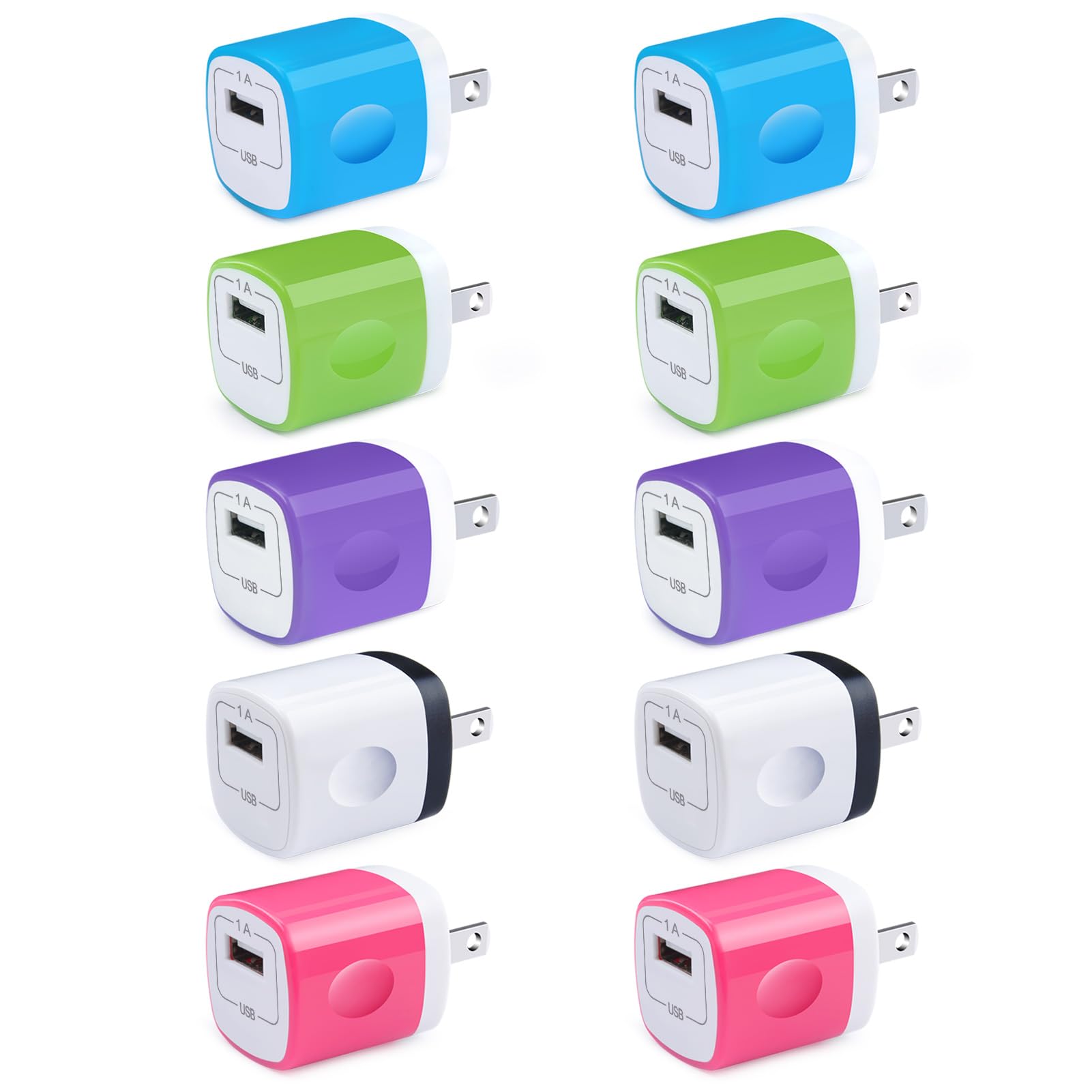 USB Charger Plug,Fast Charging Block,1A USB Cube 10Pack Wall Outlet Adapter Compatible iPhone 14/13 Pro Max/12/11/X/SE/8, Samsung Galaxy S23 Ultra/A14 5G/A13/S21 FE/Z Fold4/A23/A04S/A03S,Pixel 7 Pro/6