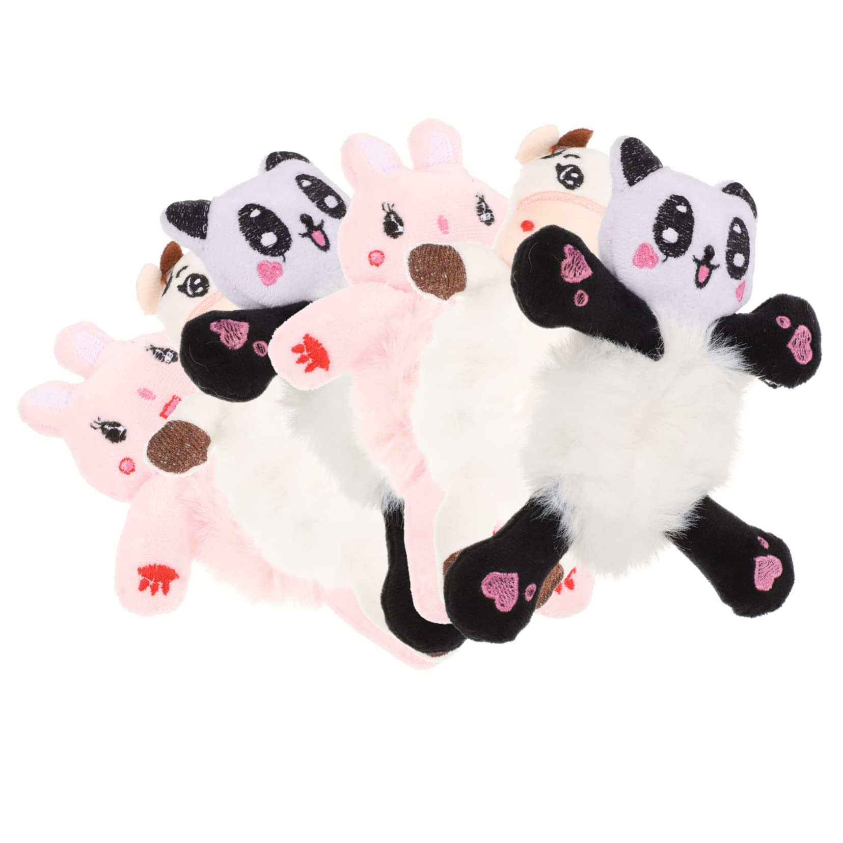 Healeved 18piezas Coleteros De Animales De Peluche Para De Cabello Diseño De Panda Conejo y Accesorios Elásticos Para Peinados
