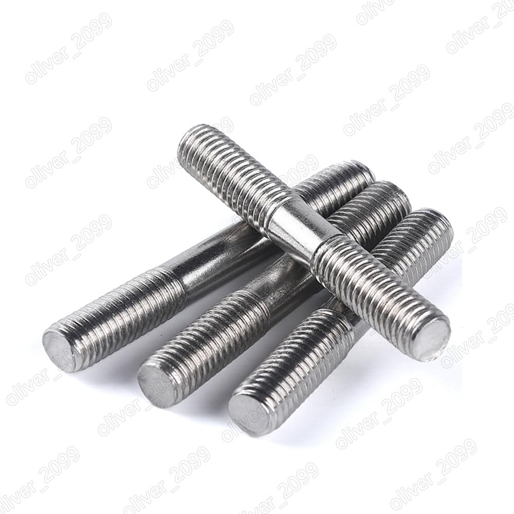 304 Stainless Steel Double End Studs Rods Clamping Type M3/M4/M5/M6/M8/M10 (M10-1.5 x 170mm, 5pcs)