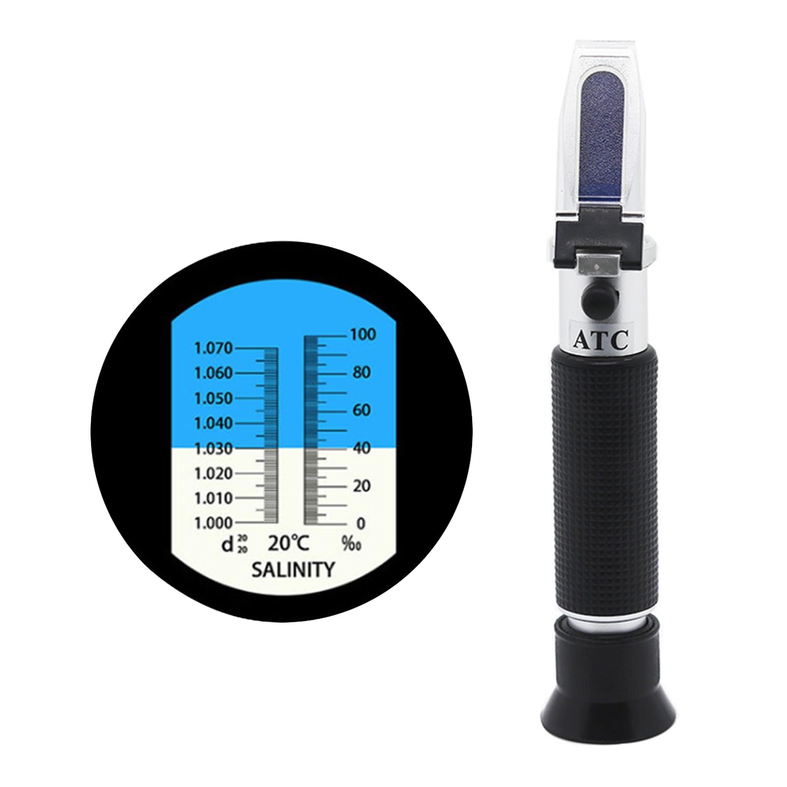 Refractómetro de cloruro de sodio, refractómetro de salinidad 0-100%, probador de agua salada portátil, hidrómetro ATC 0-100 ppt, salinómetro hecho de cobre monitoreo,Salinity Refractometer-1PCS