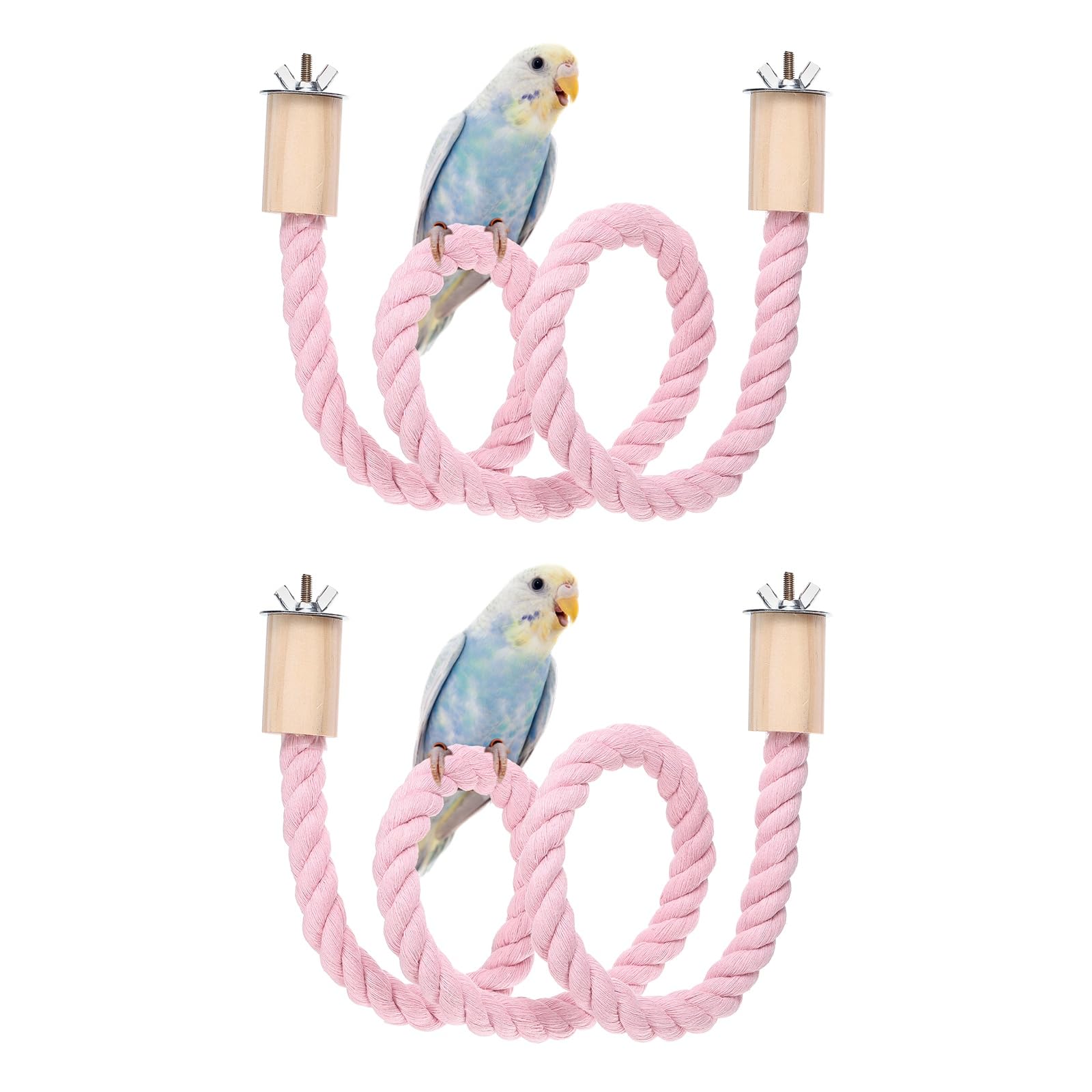 sourcing map 2 Pcs Bird Rope Perch Swing, Stand Rope Perch Standing Pole Accessory Climbing Swing Paw Grinding 80cm / 32 Inch, (Pink) Intended for Parrot/Parakeet/Budgies/Cockatiels/Lovebirds