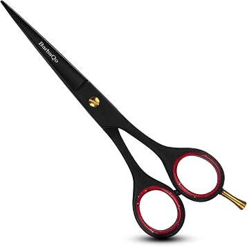 Hair Cutting Scissors 6.5 - BarbaQo Hair Shears With Sharp Razor Edge Blade, High Carbon Stainless steel Barber Scissors for Professional Barbers, Men, Women, and Adults