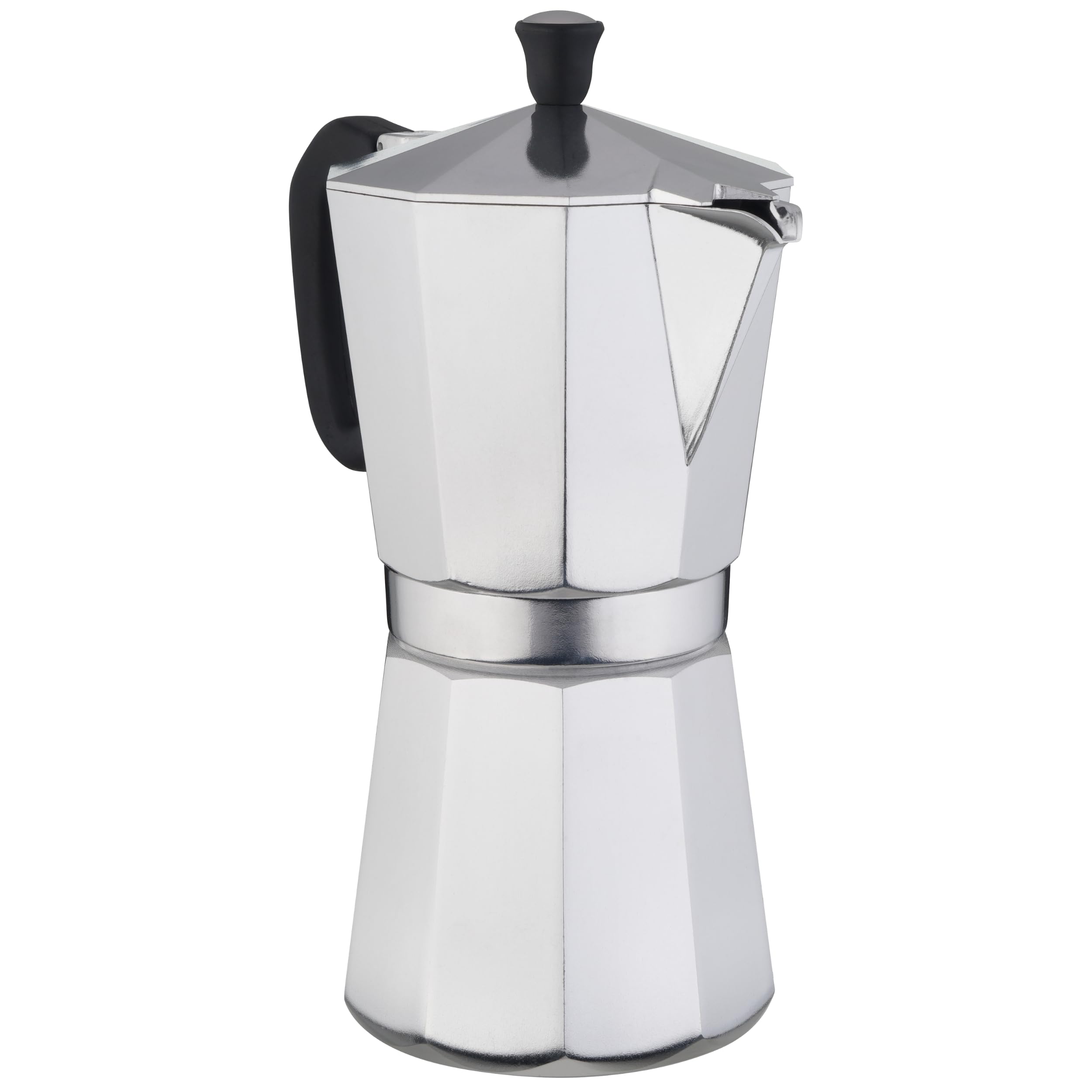 FOREVER Miss Moka Prestige 12 tazas | Cafetera Moka de aluminio | Máquina tradicional para casa, camping y exterior | Con junta de silicona higiénica de alta resistencia