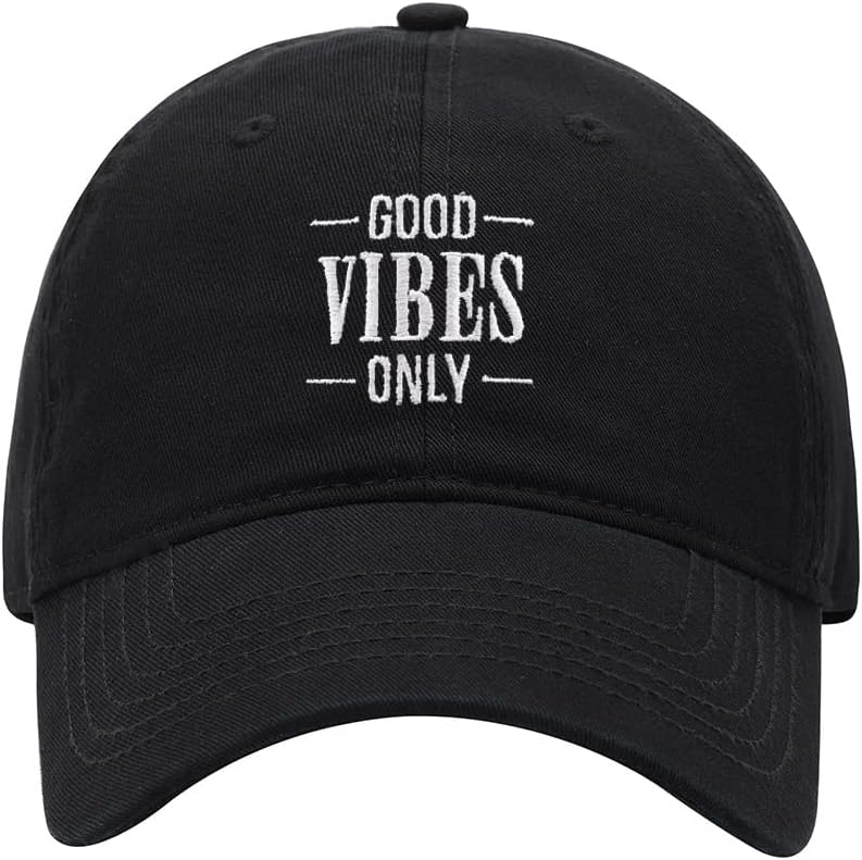 Baseball Cap Men Good Vibes Only Embroidered Washed Cotton Dog Hat Baseball Caps