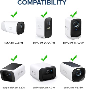 ALERTCAM 2Pack Wall Mount Compatible with eufyCam 2C/2C Pro, 2/2 Pro, 3C/S300, 3/S330, Also for SoloCam S220/C210, Adjustable Camera Mount Brackets for Eufy Camera Indoor/Outdoor - Black