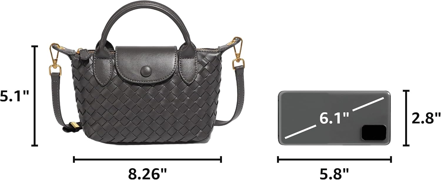 Mini Small Size Braided Luxury Leather Women's top Handle Handbag Fashion Travel Daily Satchel image 3