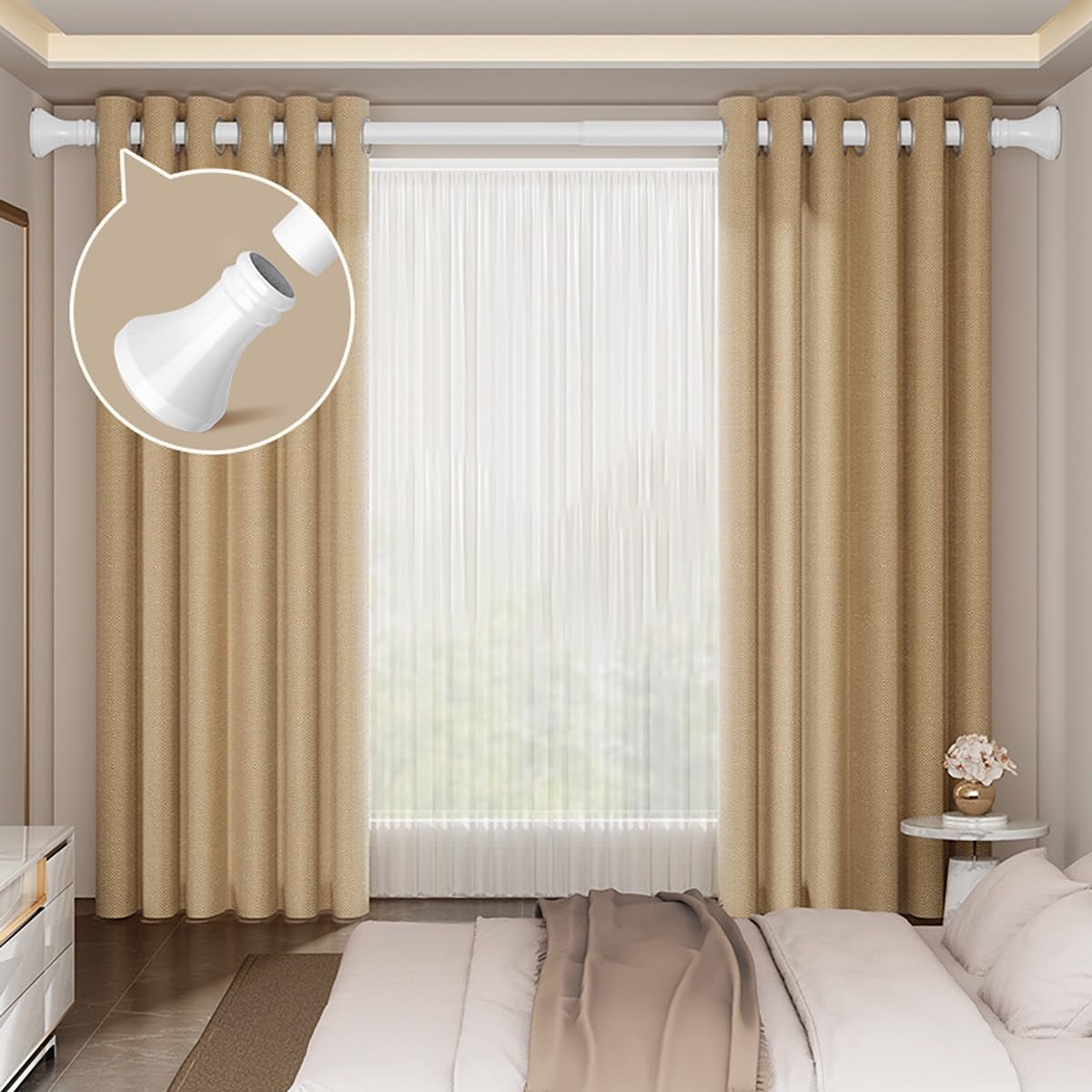 Asta di tensione regolabile senza foratura 310400 3 m di diametro facile da installare grigio Curt Pole per decorazione domestica e trattamento finestre perfetto per qualsiasi stanza