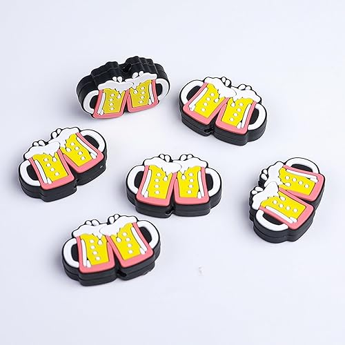 Miniatura 3 de Gliquran 5 cuentas focales de silicona para vino, cuentas espaciadoras de alcohol para bolígrafos, joyería de cerveza DIY, llavero, fabricación de