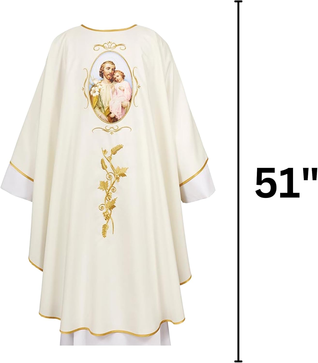 Miniatura 2 de Needzo Casulla de San José y Niño, Vestimenta religiosa para sacerdotes y obispos, suministros para la iglesia católica, 51 pulgadas, Varios colores