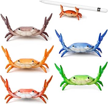 Crab Pen Holder for Desk, Funny Weightlifting Crabs Shaped Holders, Crab Shaped Pen Holder for Family Exhibitions, Parties, Shop Windows, Office, Unique Gift Idea 5Pcs Multicolor