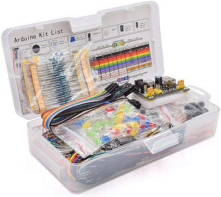 Electronics Component Basic Starter Kit with 830 Tie-Points Breadboard Cable Resistor Capacitor LED Potentiometer