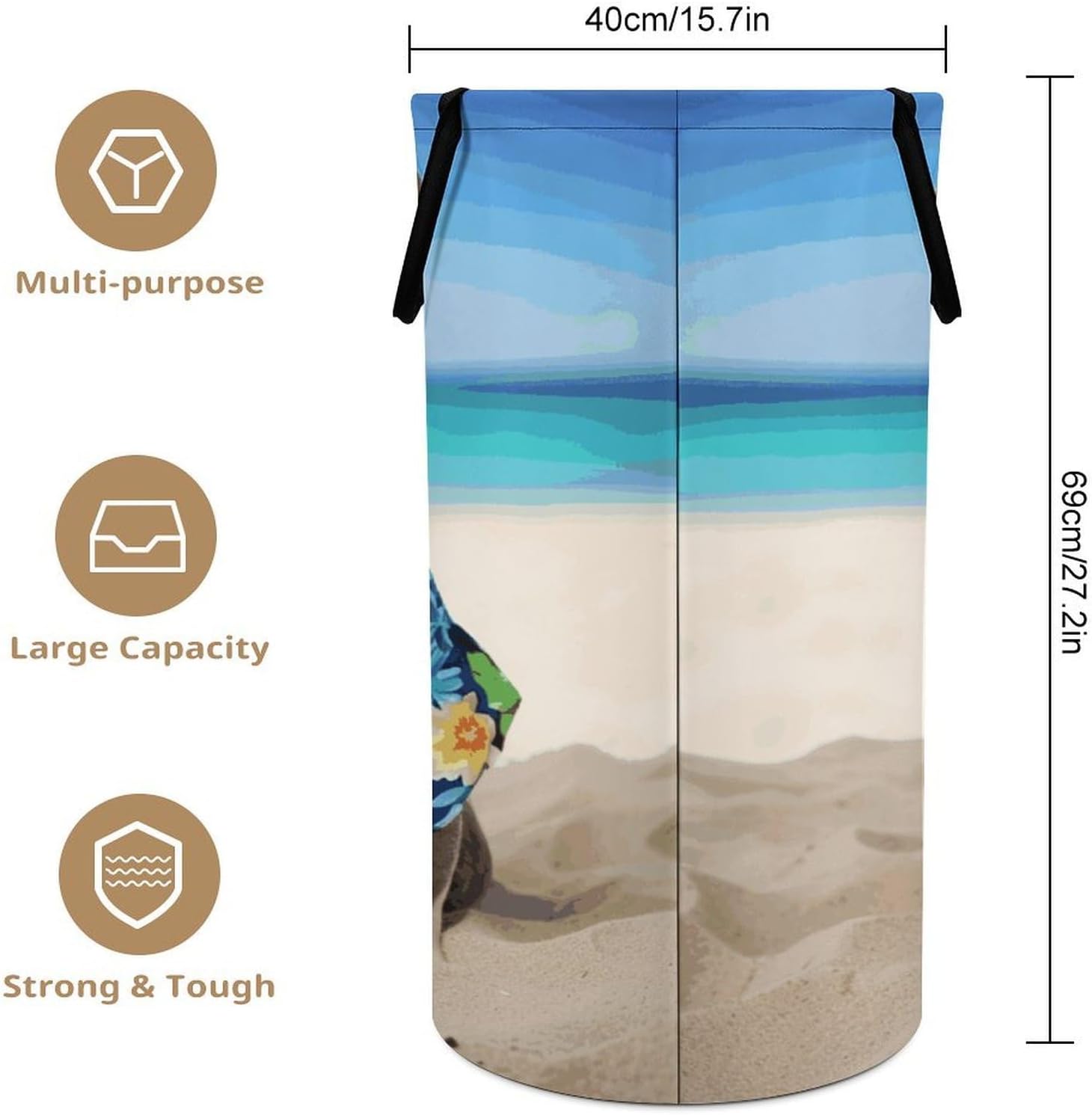 French Bulldog Summer Laundry Basket Dirty Clothes Bin, Waterproof Laundry Hamper, Laundry Bag, Clothes Hamper Stands for Bedroom, Towels,Clothings image 2
