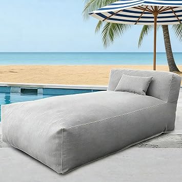 Outdoor Bean Bag Lounger Chair Poolside Lounge Without Filling Bean Bag Cover Pouf Cover Water-Resistant Patio Chaise and Pool Sun Lounger01-dust Beige,S-125cm-empty Cover