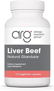 Allergy Research Group Beef Liver Supplement - Liver Function Support, Grass-fed Beef Capsules 1000mg, Glandular Vitamins - 125 Count