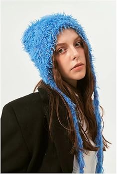Distressed Knitted Beanie Y2k Fuzzy Winter Warm Hats Cute Bear Cat