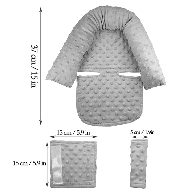Cojín para asiento de bebé con soporte de cabeza gris miniatura 2