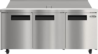 KoolMore KooMore-KM-PTR70-3D KM-PTR70-3D 70 in. Commercial 3-Door Refrigerated Salad and Sandwich Prep Table, 18 Pan Capacity and 22 Cu. Ft. of Storage in Stainless-Steel, ETL Listed, 3-Doors/18-Pans