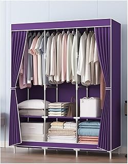 Genérico Perchero de pie Armario Armario Plegable Armario de Tela Armario Plegable Lona con Cremallera Barra para Ropa 6 estantes Compartimentos para Dormitorio (Color : Marrón)