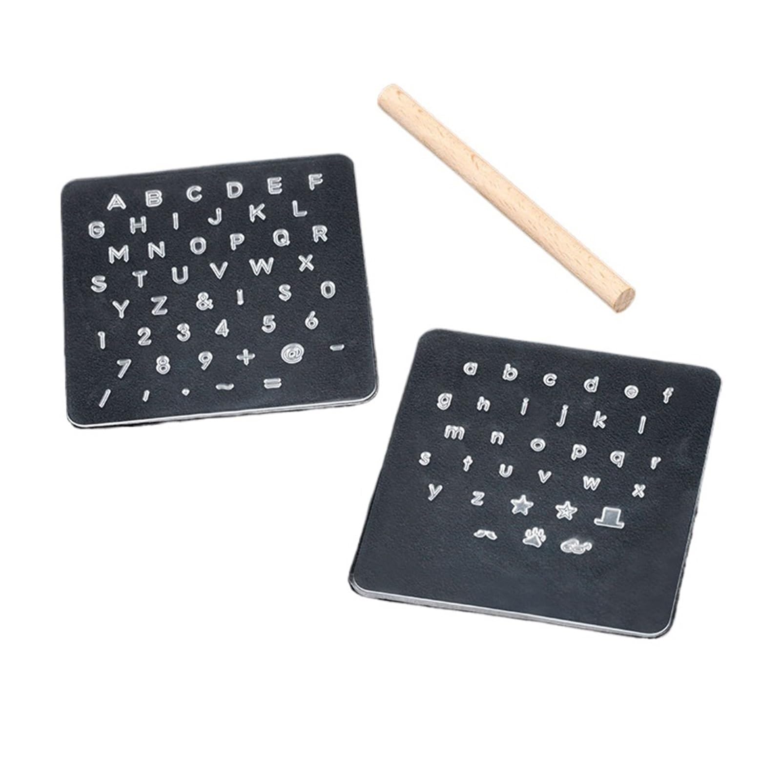 Leather Letter Stamp Set 3 Pcs Leather Stamping Capital Lowercase Alphabet Numbers Stamp Set Plastic Letter Name Logo Tools for Paper Rubber