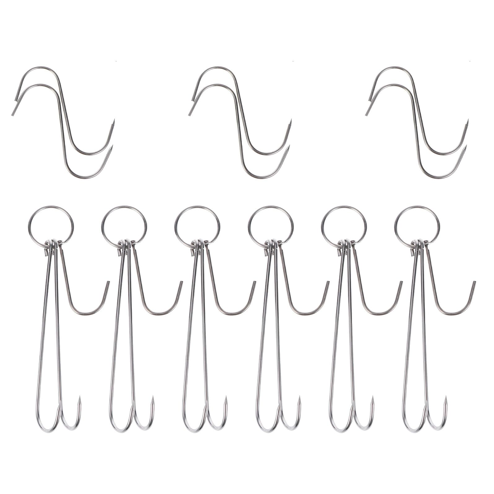 Crochets de bœuf robustes POPETPOP lot de 12 pour fumer le bacon