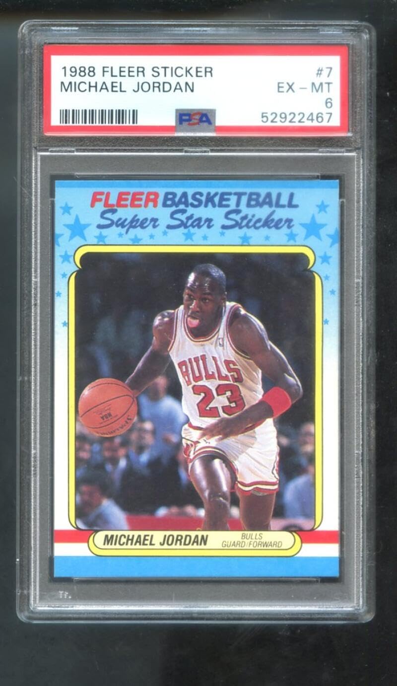 1988-89 Fleer #7 Michael Jordan Sticker PSA 6 Graded Basketball Card NBA 1988 1989 Chicago Bulls