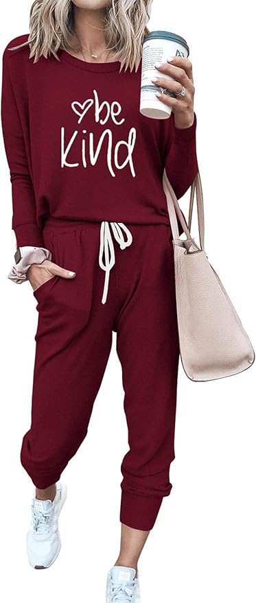 PRETTYGARDEN Women's Two Piece Outfit Long Sleeve Crewneck Pullover Tops And Long Pants Tracksuit
