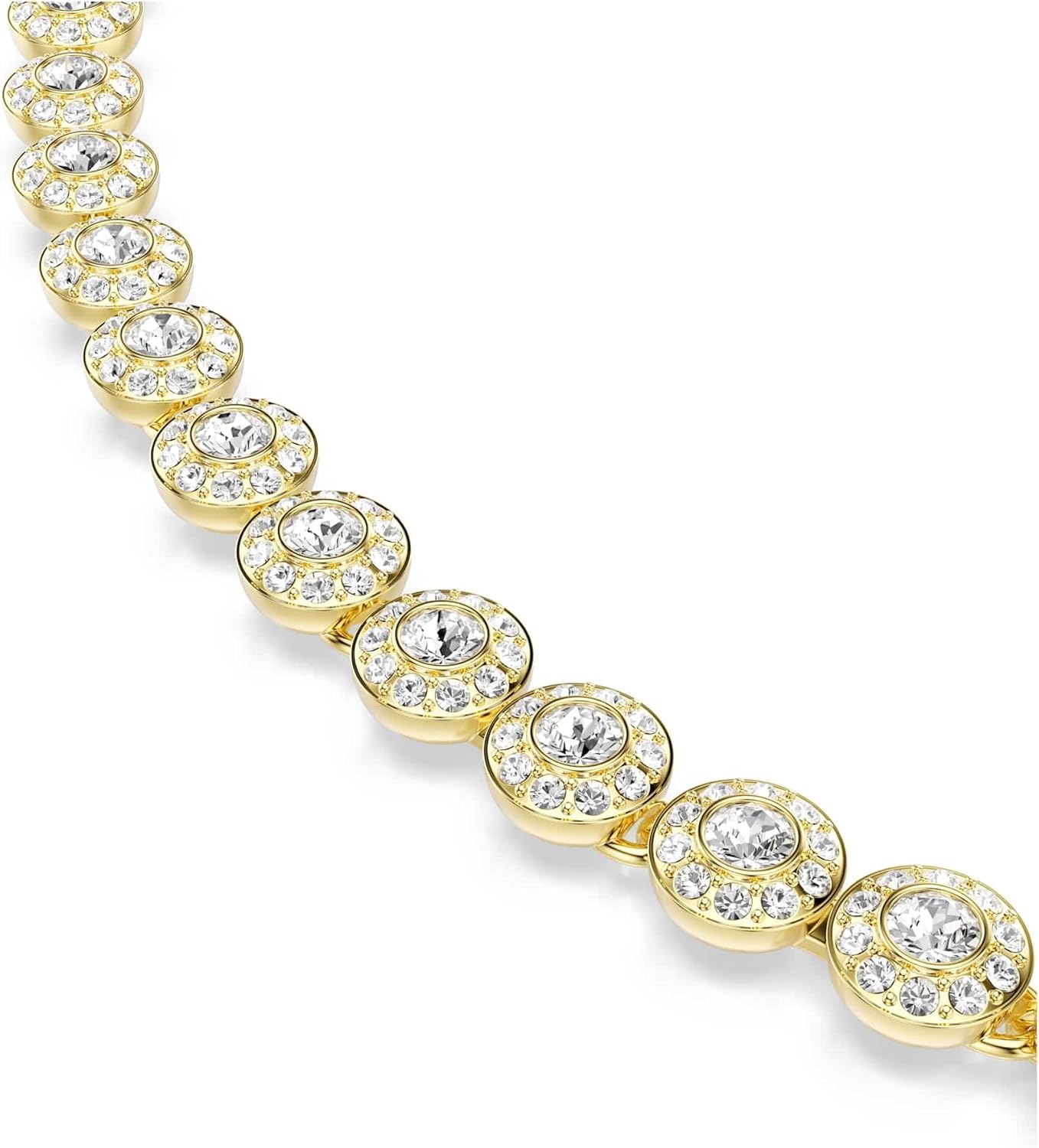 Swarovski Una Angelic necklace, Round cut, Small, White, Gold-tone plated